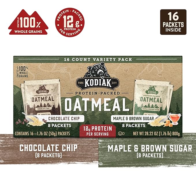 Kodiak Cakes Instant Oatmeal Packets - High Protein - 100% Whole Grains Breakfast Food - Maple &