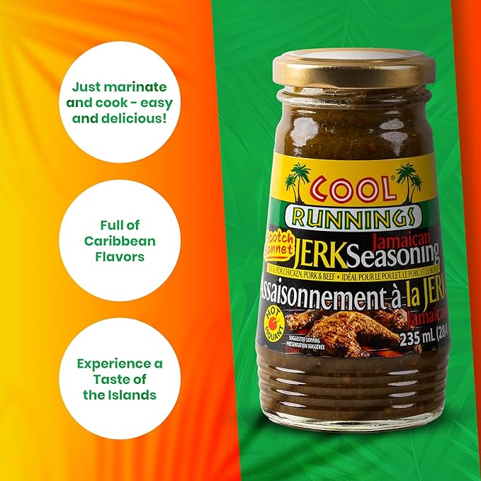 Cool Runnings Jerk Jamaican Seasoning Scotch Bonnet Sauce 284g - Authentic Jamaican Sauce Packed