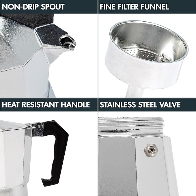Primula Classic Stovetop Espresso and Coffee Maker, Moka Pot for Italian and Cuban Café Brewing