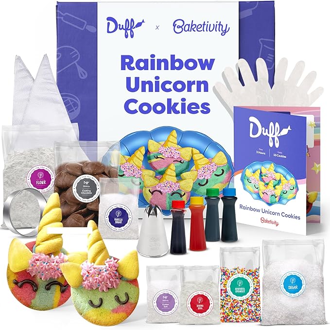 Baketivity x Duff Goldman Unicorn Cookies - Kids Baking Kit - Cooking Kits with Premeasured
