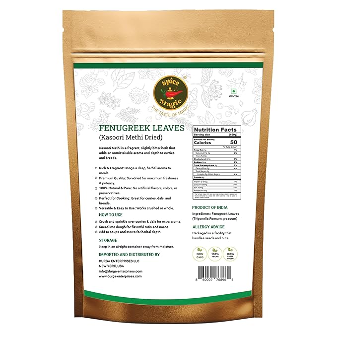 SPICE MAGIC Fenugreek Leaves ??Kasoori Methi Premium Quality, Whole and Aromatic for Seasoning