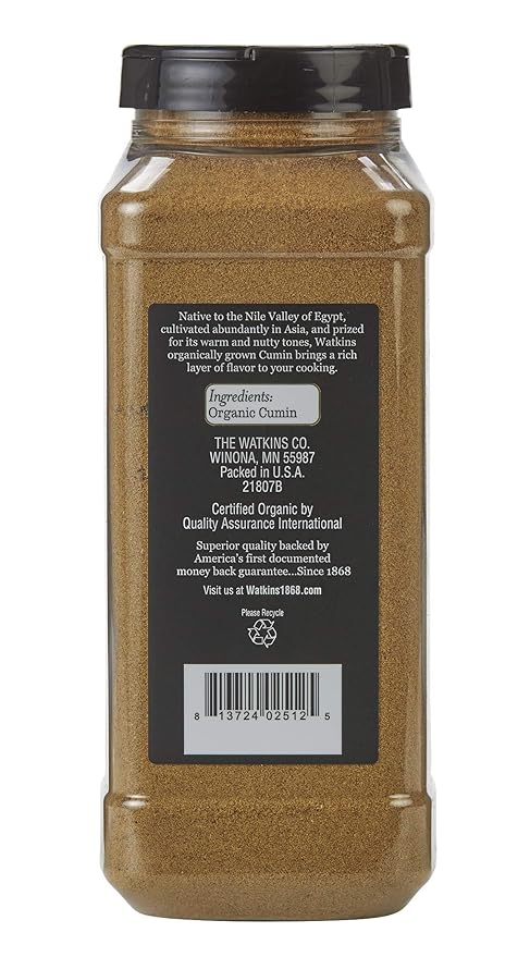 Watkins Gourmet Spice, Organic Ground Cumin, 16.8 oz. Bottle, 1 Count (21807)