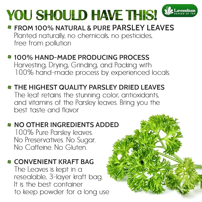 Lavendium, 4 oz Premium Dried Parsley Leaves ??100% Pure, Non-GMO, Gluten-Free, Vegan ??Aromatic