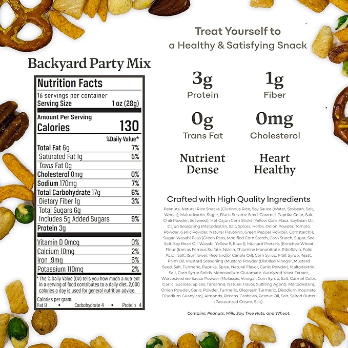 Belmont Peanuts Backyard Party Mix, 18 oz (Pack of 1) | Butter Toffee Peanuts, Wasabi Peas
