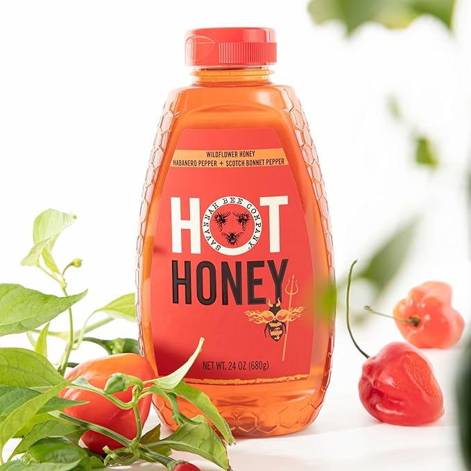 Savannah Bee Company Hot Honey Gluten Free and 100% Pure Honey Infused with Sweet Wildflower - Heat