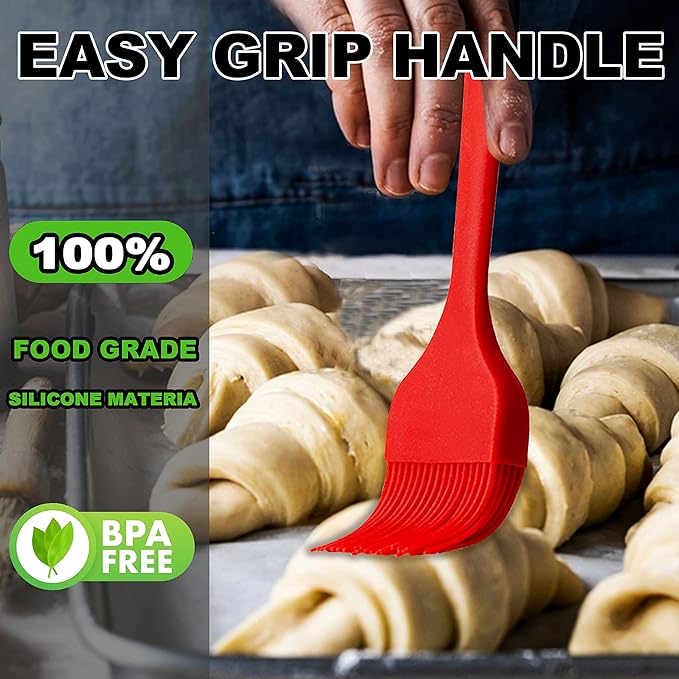 Anaeat 2 Pack Silicone Basting Pastry Brushes - Heat Resistant Brush with Soft Bristles, Hygienic