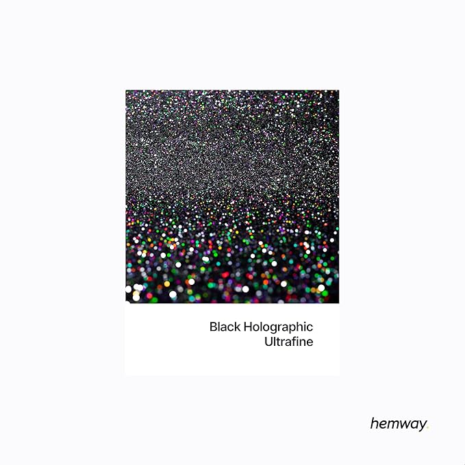 Hemway Premium Glitter Shaker - Black Holographic | Ultrafine Metallic Flake Sequins for Resin &