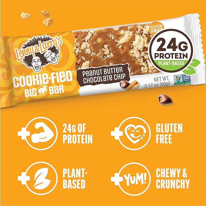 Lenny & Larry's Cookie-fied BIG BAR ??Peanut Butter Chocolate Chip Vegan Protein Bars 12x90g