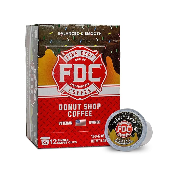 Fire Department Coffee - Gives Back to Firefighters - Medium Roast Donut Shop Coffee Pods - Sweet &