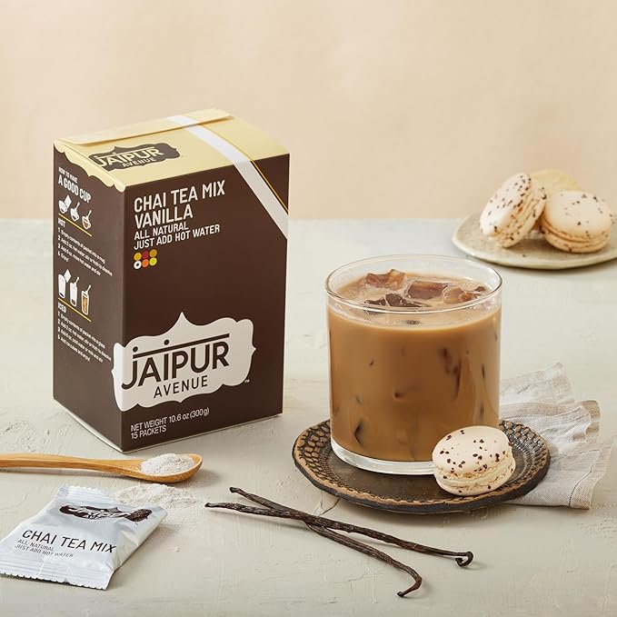 Jaipur Avenue Vanilla Chai Tea Mix Crafted with All-Natural Assam Black Tea, Vanilla, Cane Sugar