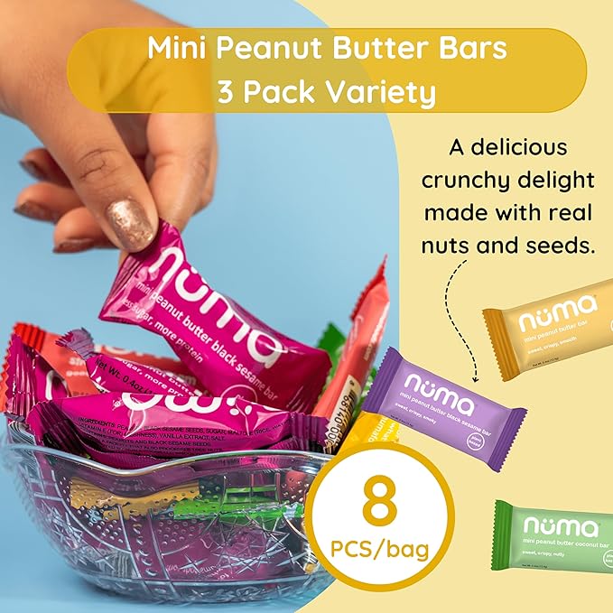 Assorted Mini Peanut Butter Bars, two (2) lb bulk, vegan high protein low sugar, 3 flavor variety