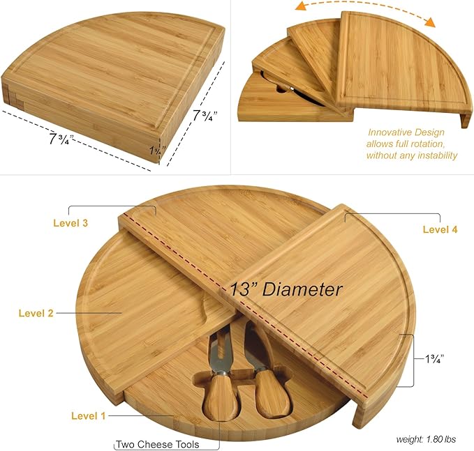 Picnic at Ascot Patented Personalized Monogrammed Engraved Bamboo Cheese/Charcuterie Board with