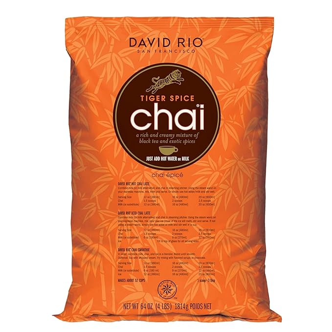 Tiger Spice Chai Tea Latte Mix, 64 Oz, Black Tea, Organic Spices, Dairy Free, Serve Hot or Cold