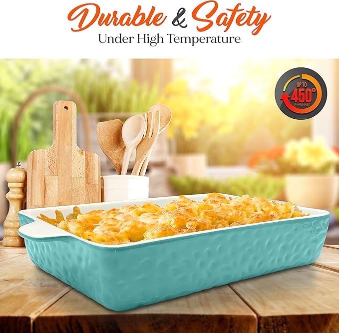 NutriChef 3-Piece Nonstick Ceramic Bakeware Set - PFOA PFOS PTFE Free Baking Tray Set w/Odor-Free