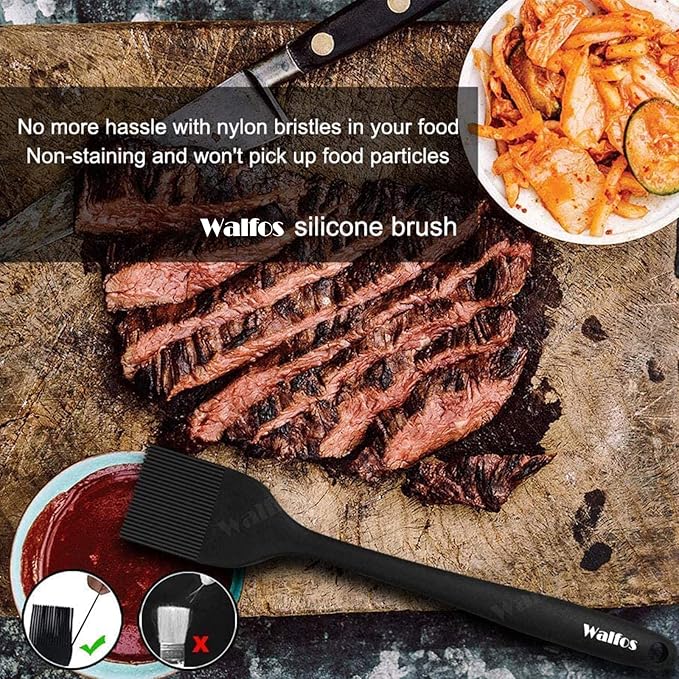 Walfos Silicone Basting Pastry Brush, Heat Resistant Pastry Brush Set, Strong Steel Core and