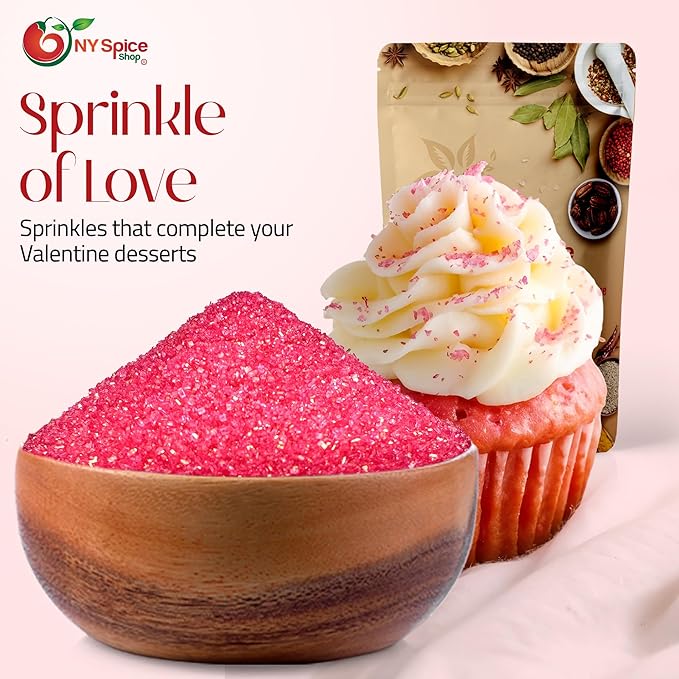 NY Spice Shop Pink Sanding Sugar for Easter - 1 Pound Sweet Colorful Edible Sprinkles For Candy