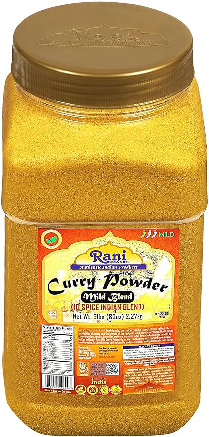 Rani Curry Powder Mild (10-Spice Authentic Indian Blend) 5lbs (2.27kg) PET Jar ~ All Natural |