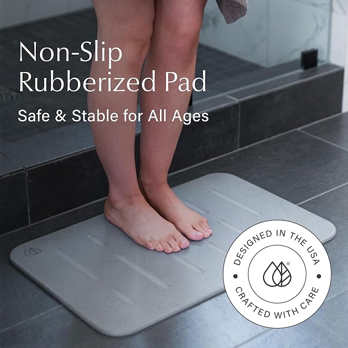 Dorai Home Bath Stone – Luxury Quick-Drying Stone Bath Mat, Non-Slip Surface, Rubberized Bottom