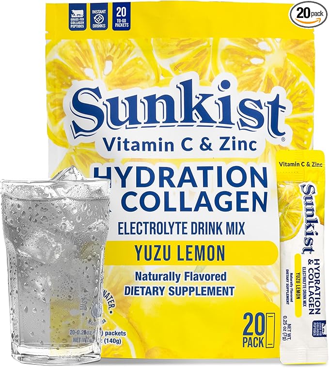 The Frozen Bean Sunkist Collagen Drink Mix - Hydration Yuzu Lemon Electrolyte Drink for Women with