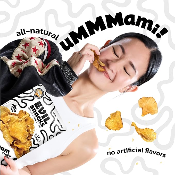 EVIL SNACKS Crunchy Mushroom Chips - Original, Non-GMO Project Verified, Plant-Based, Vegan