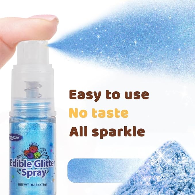 Shimmer Blue Edible Glitter Spray, 5g Edible Glitter for Cocktails, Drinks, Cake Decorating, Edible