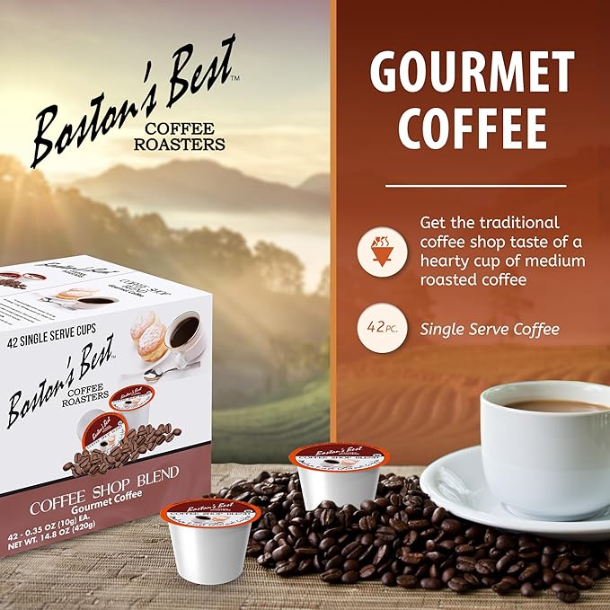 Boston’s Best - Coffee Shop Blend, Hearty Medium Roast, Delicious Gourmet Coffee Compatible with