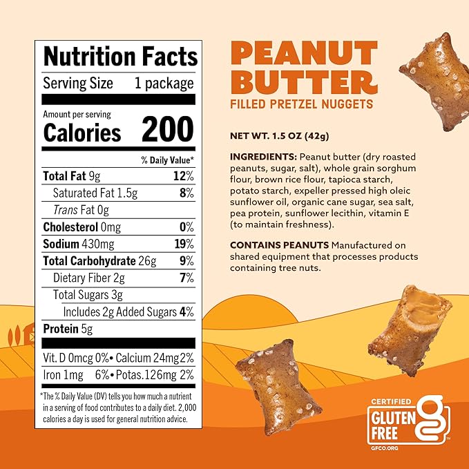 Quinn Creamy Peanut Butter Filled Pretzel Nuggets - Made with Real Ingredients, Whole Grain