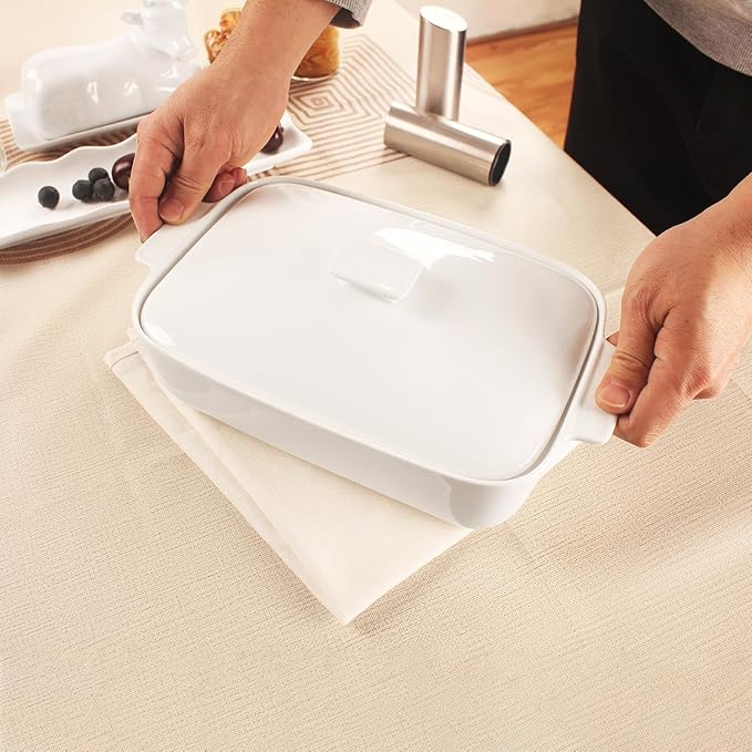 10" x 7" Casserole Dish 1.7 Quart Ceramic Bakeware Set with Lids, Chip and Crack Resistant Ceramic