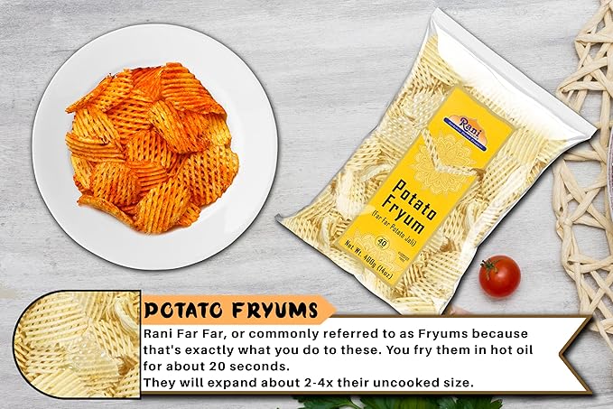 Rani Far Far/Fryums (Wheat & Tapioca Pellet) Potato Jhali 14oz (400g) ~ Vegan, Kosher, Uncooked