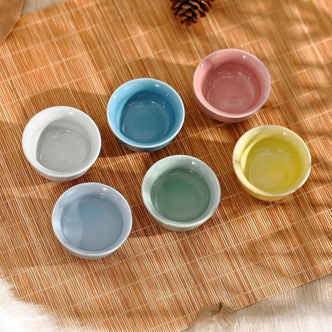 Skyley 6 Pieces Korean Soju Shot Glasses Sets Porcelain Cups Korean Ceramic Cups Tea Accessories