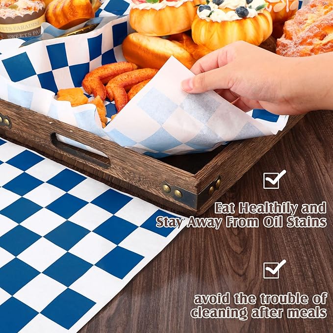 Honeydak 600 Pcs Sandwich Wrapping Paper Sheet 15x15 Checkered Food Wax Sheets Parchment Burgers