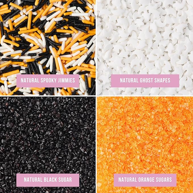 Sweets Indeed Dye-Free Halloween Sprinkles 4-Pack ??11.57 oz Natural Spooky Decorating Set |