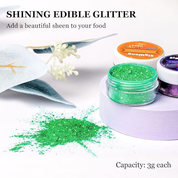 Edible Glitter Set, Sprinkles Edible Glitter for Drinks, 8 Colors Prism Powder Edible Glitter Dust