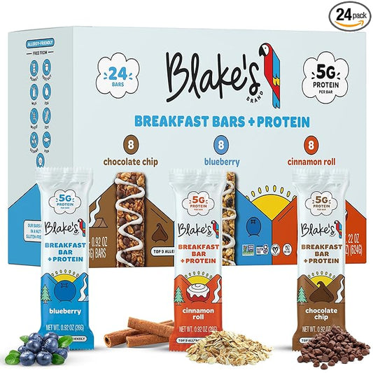 Blake's Seed Based Breakfast Bars with Protein — Variety Pack (24 Count), 5g Clean Plant-Based
