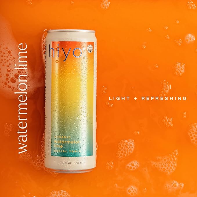 Hiyo Organic Social Tonic - Watermelon Lime, 12 Pack - N.A. Functional Seltzer, Sparkling Water