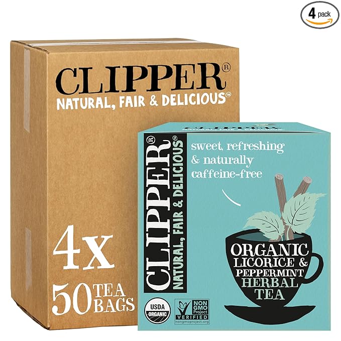 Clipper Tea Peppermint & Licorice Teabags ??Caffeine Free, USDA Organic, Great Hot or Iced ??Sweet