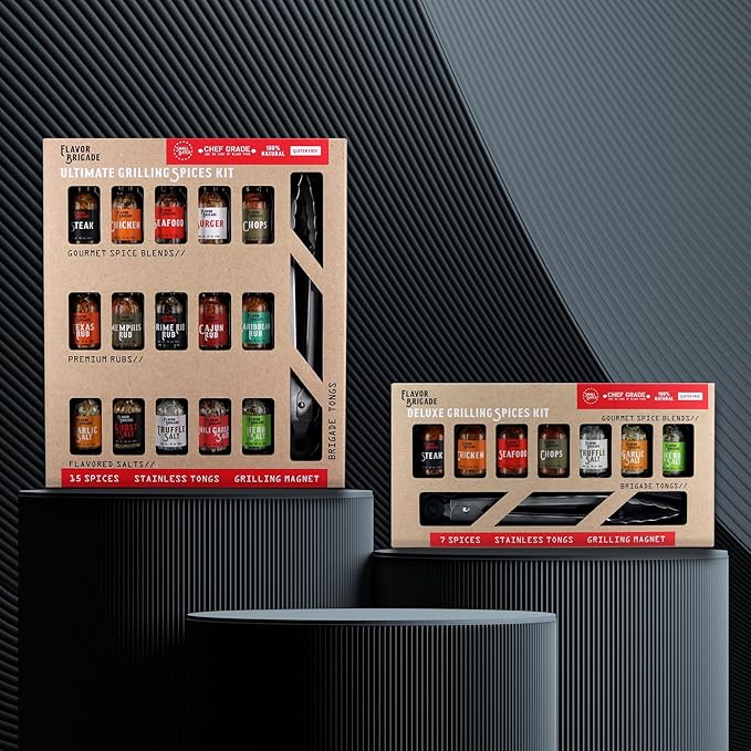 Ultimate Grilling Gift for Men - BBQ Accessories - Gourmet Spice Blends & Seasonings, Tongs, BBQ