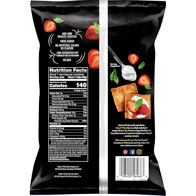 Stacy's Cinnamon Sugar Flavored Pita Chips, 7.33 Ounce