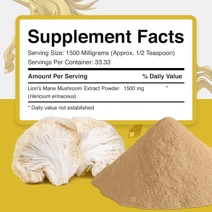 Addictive Wellness Lions Mane Supplement Powder, Premium Quality Lions Mane Mushroom Powder