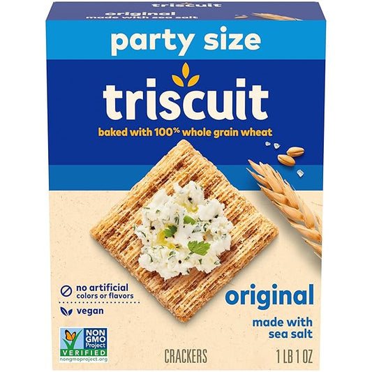 Triscuit Original Whole Grain Wheat Crackers, Vegan Crackers, Healthy Snacks, Lunch Snacks, Party