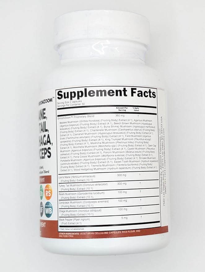 Clean Nutraceuticals Lions Mane 20in1 Mushroom Supplement with Turkey Tail Reishi Cordyceps Chaga