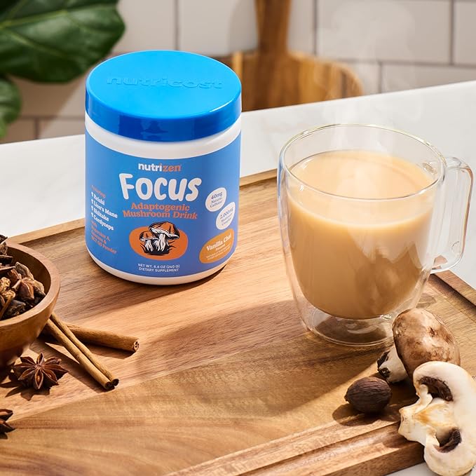 Nutricost Nutrizen AM Focus Adaptogenic Mushroom Drink (Vanilla Chai Flavored) 30 Servings