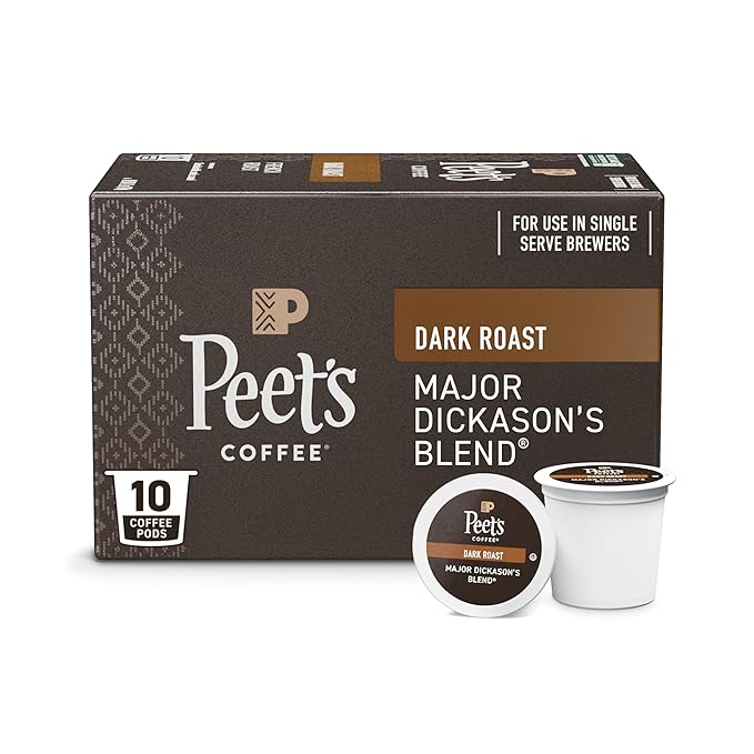 Peet's Coffee, Dark Roast Single Serve Coffee Pods - Major Dickason's Blend 10 Count (1 Box of 10