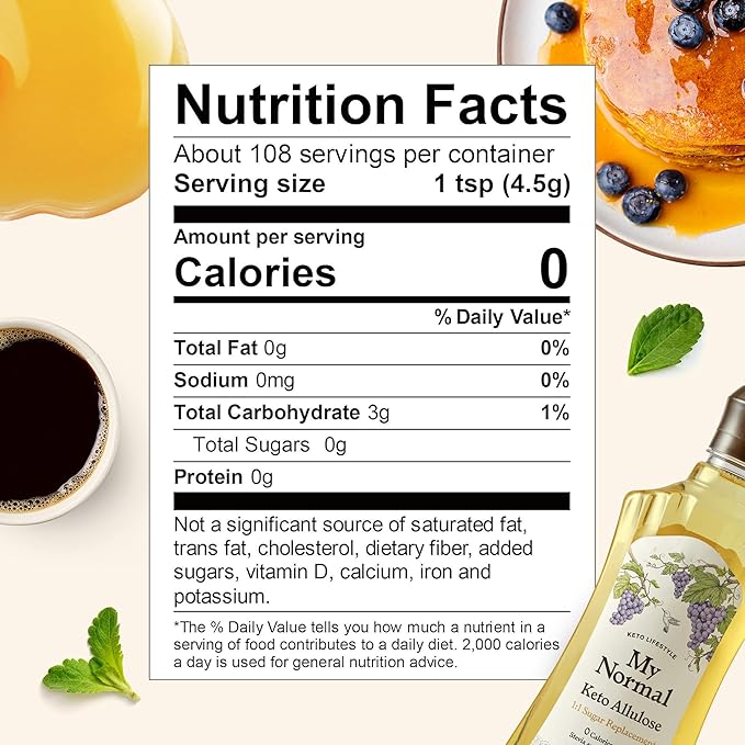 My Normal Keto Allulose 32oz - Allulose 99.52%, Monk Fruit, Stevia Blend Thin Syrup, Zero Calorie