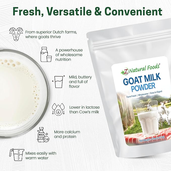 Z Natural Foods Goat Milk Powder - Pure Netherlands Full Cream Milk, Powdered Goat Milk, Highly