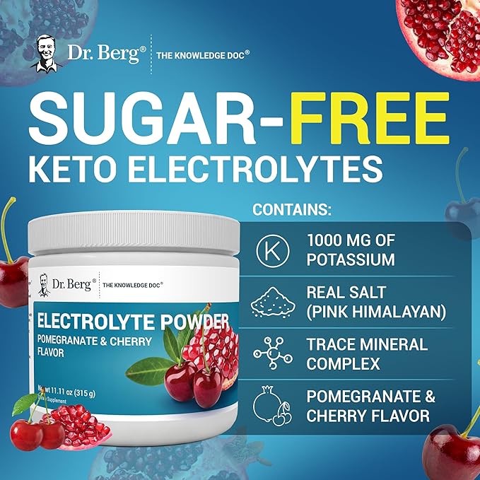 Dr. Berg Zero Sugar Hydration Keto Electrolyte Powder - Enhanced w/ 1000 mg of Potassium & Real