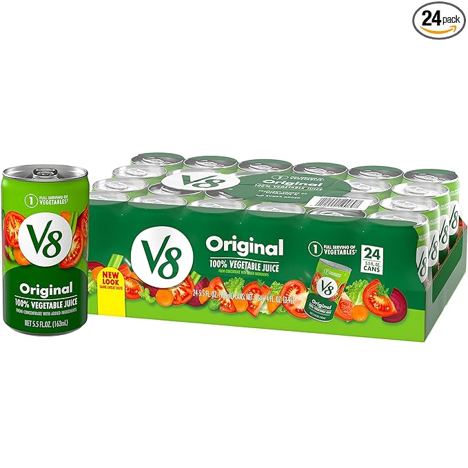 V8 Original 100% Vegetable Juice, 5.5 fl oz Can (24 Pack)