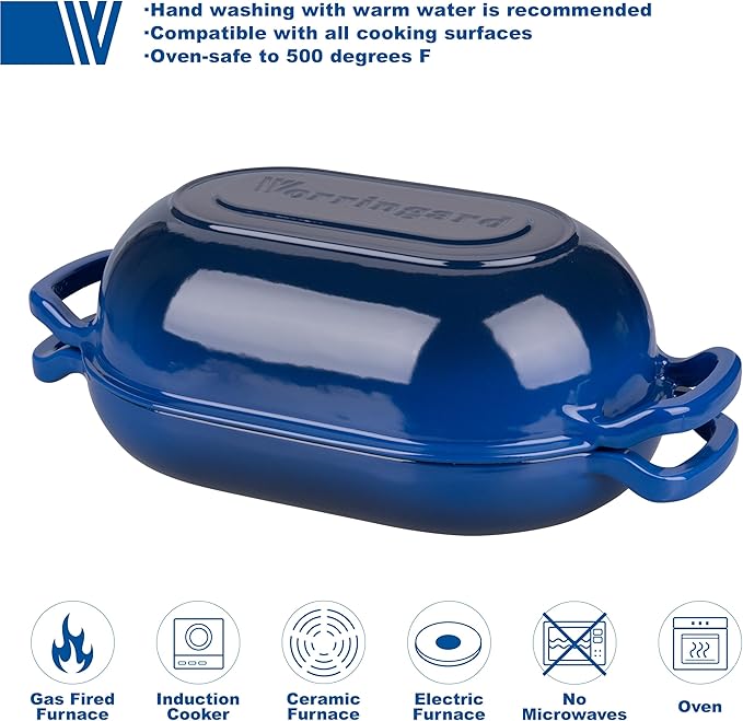 Enameled Cast Iron Sourdough Bread Oven, Dutch Oven, Loaf Cast Iron Bread Pan for Homemade Bread