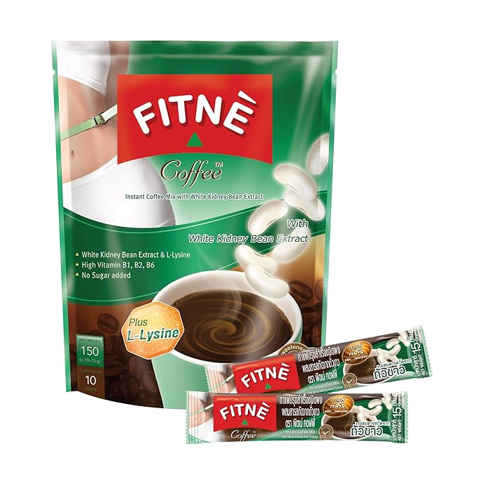 FITNE Instant 3 In 1 Coffee Packets Mix With White Kidney Bean Extract L-Lysine Vitamin B1 B2 B6