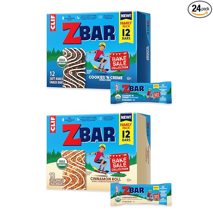 Zbar - Bake Sale Collection - Cookies 'N Creme and Cinnamon Roll Flavor - Soft Baked Snack Bars